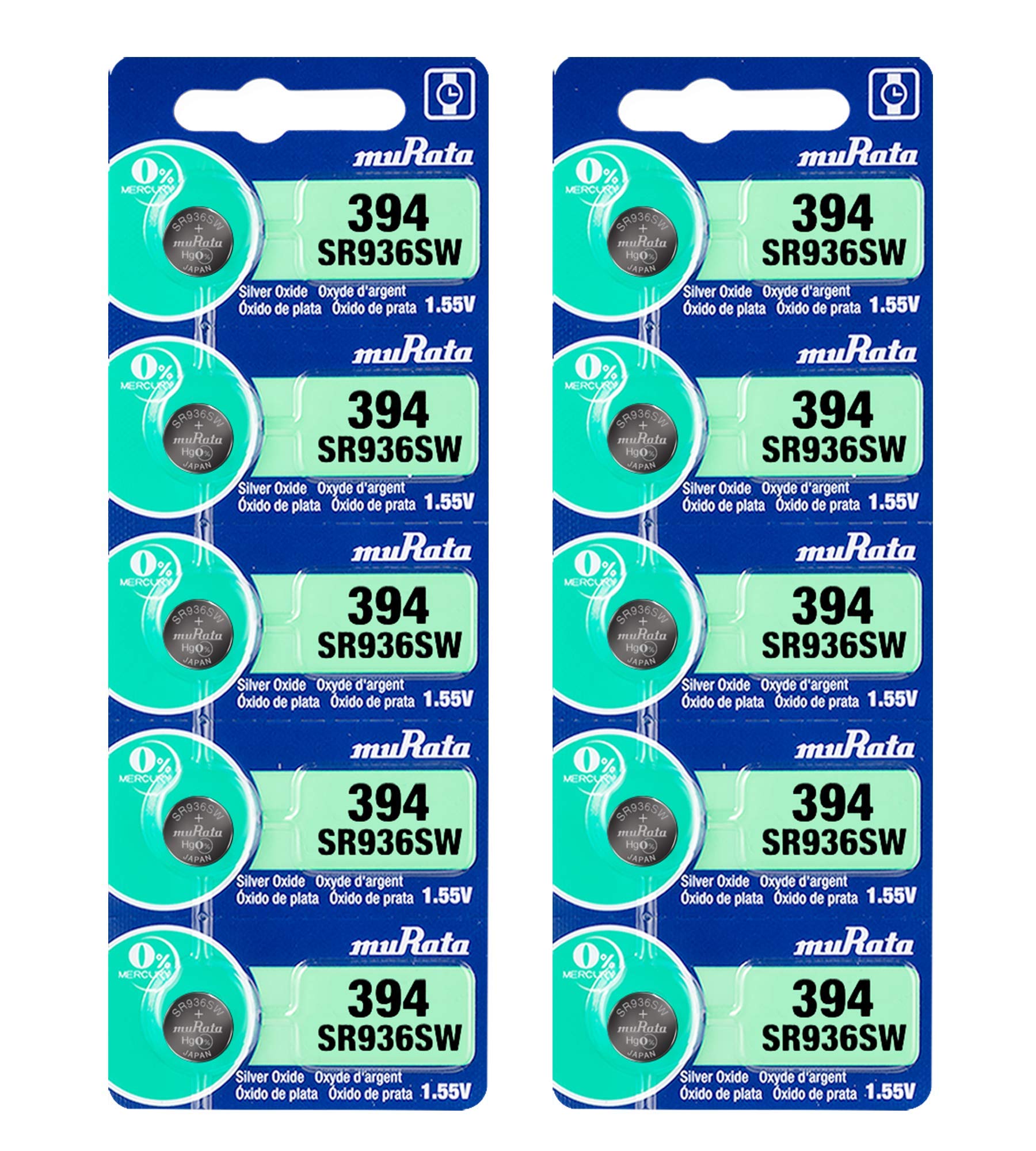 Murata SR936SW 1.55V Silver Oxide Watch Battery (10-Pack) - Long-Lasting Power for Watches, Calculators, Medical Devices & Small Electronics