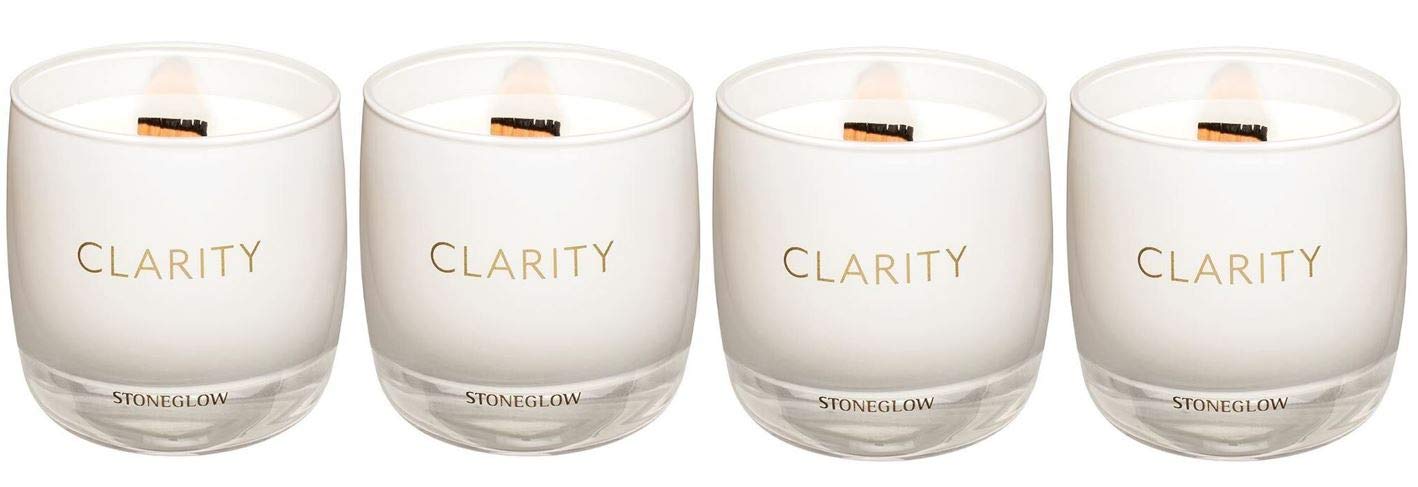 Stoneglow Candle Infusion Collection - Clarity Cashmerian Woods & Saffron Scented Candles (Set of 4) | Premium Home Fragrance for Relaxation, Meditation & Aromatherapy