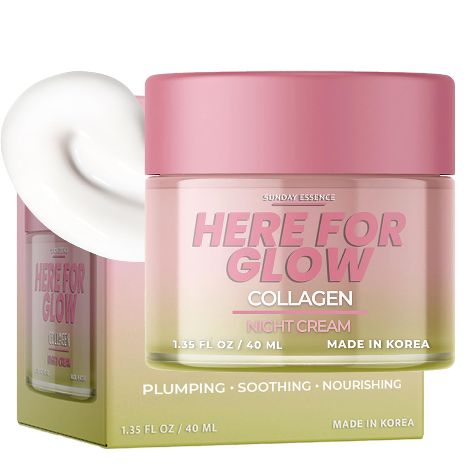 Korean Collagen Night Cream - Anti-Aging Moisturizer for Hydration | Dermatologist Tested Vegan Skincare for Night Use