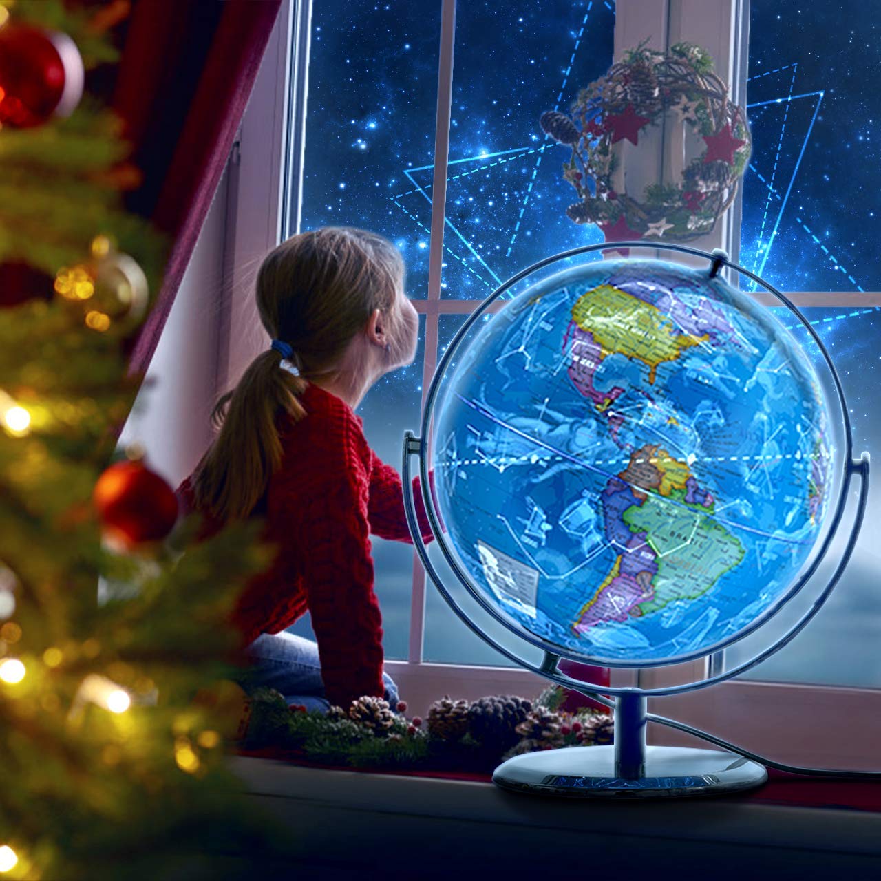 Educational Illuminated World Globe for Kids - Interactive Learning Globe with LED Night Light & Stand - Perfect for Bedroom, Study Room & Geography Lessons