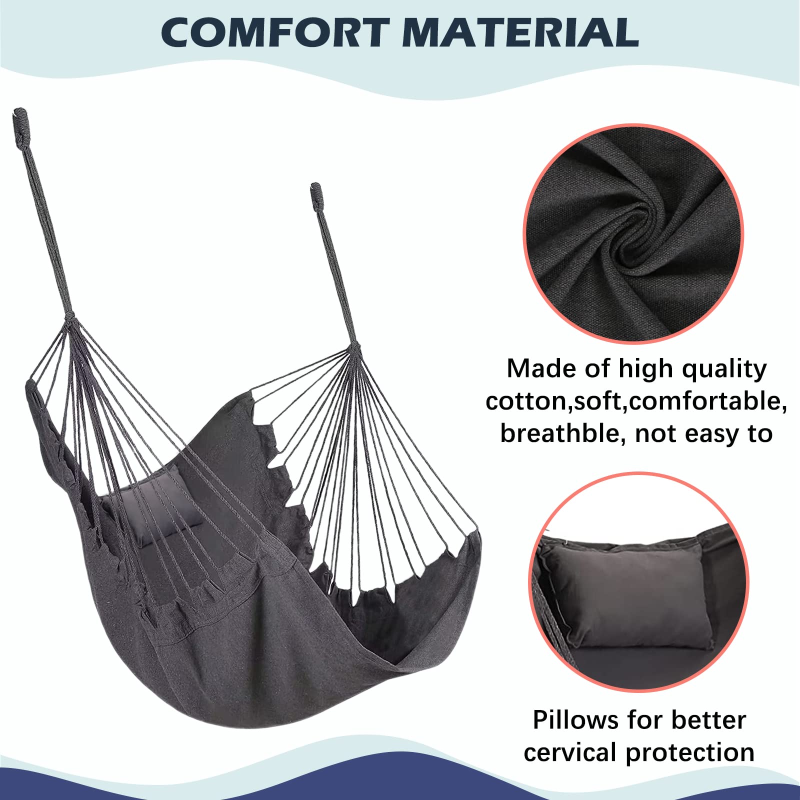 Premium Hammock Chair with Stand - Heavy Duty Hanging Swing Chair for Indoor & Outdoor Use - Sturdy 350 lb Capacity Relaxation Chair (X-Large) - Perfect for Patio, Garden, Balcony & Bedroom Decor