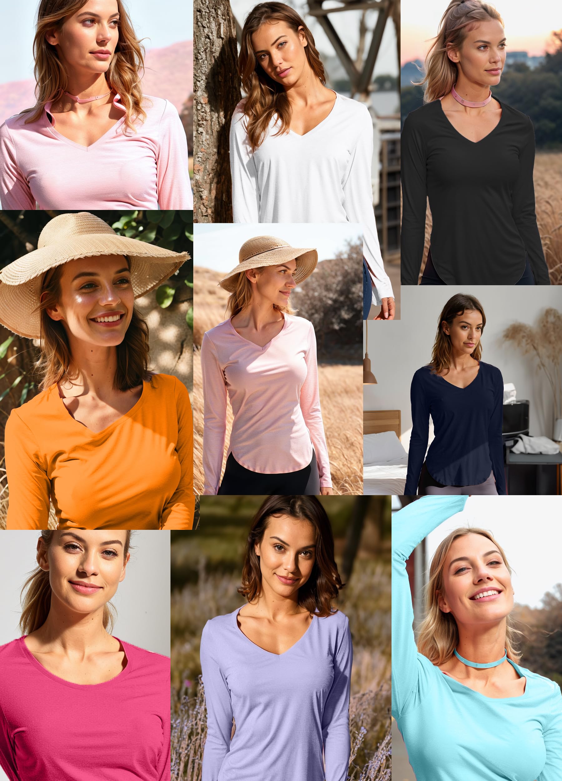 Hiverlay Women's Long Sleeve Workout Shirts - V Neck Athletic Tops with Thumbholes for Running, Yoga & Gym | Moisture Wicking Loose Fit Activewear for Training & Outdoor Sports