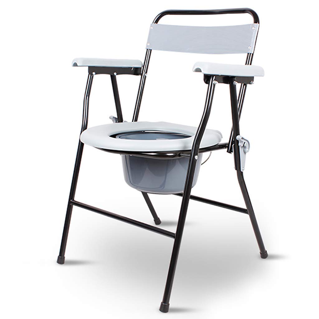 Portable Foldable Bedside Commode Chair - Adjustable Height Toilet Seat with Arms & Backrest - Shower Chair for Elderly, Disabled & Pregnant Women - Ideal for Home Care, Hospital & Mobility Assistance