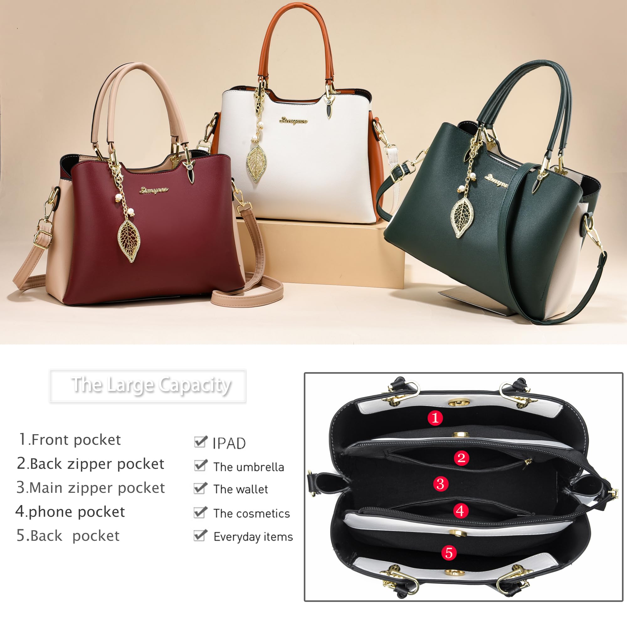 Stylish Women's PU Leather Satchel Purses & Handbags - Tote, Top Handle, Shoulder & Crossbody Bags for Work, Travel & Everyday Use