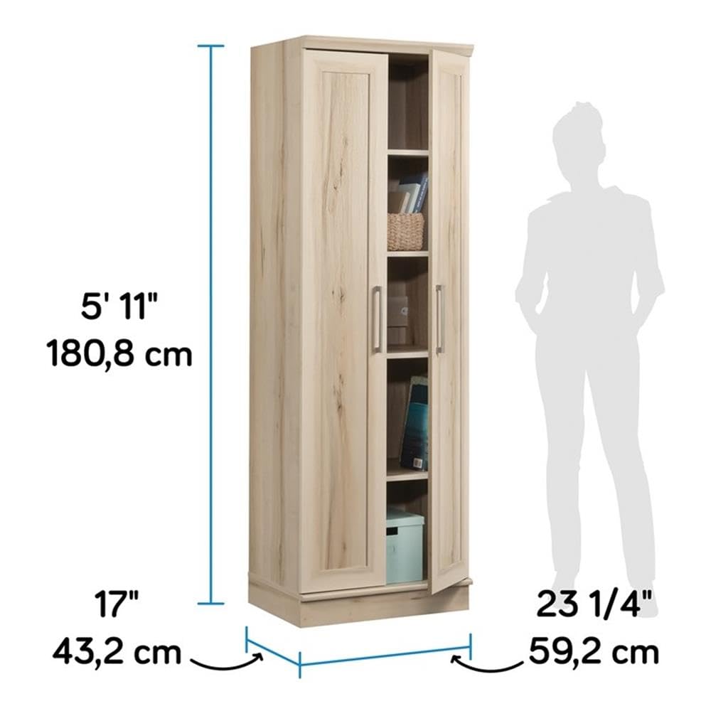 Sauder HomePlus Two Door Storage Cabinet - Pantry Organizer with Pacific Maple Finish for Kitchen, Dining Room, or Garage Storage