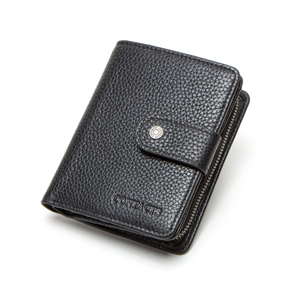 Genuine Leather Women's Zipper Coin Card Holder Clutch Purse Wallet - Stylish & Compact for Everyday Use, Travel, and Parties (Black)