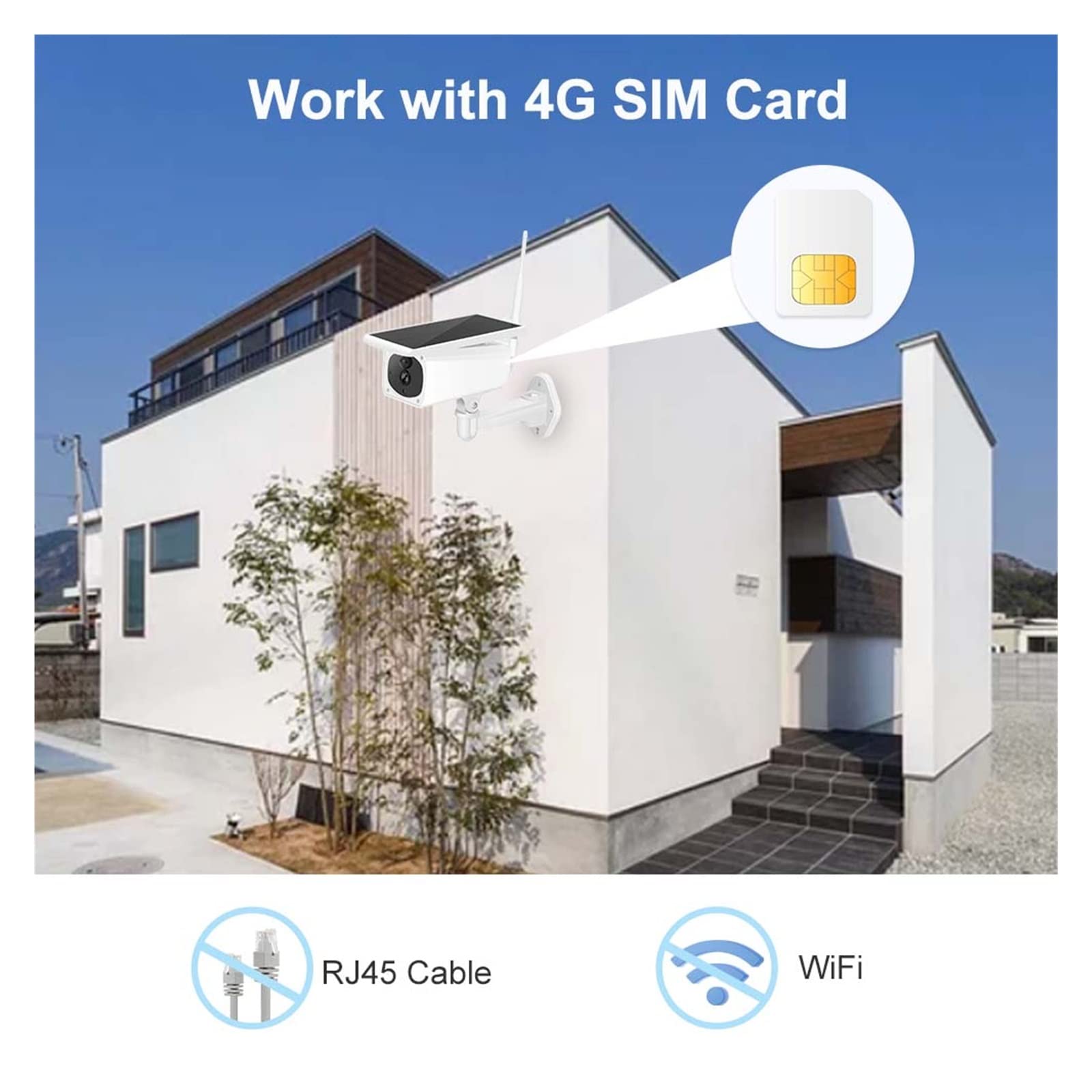 MZZYG 4G Solar Security Camera - Wireless WiFi Outdoor IP Camera with 1080P HD, 120° Wide Angle, PIR Motion Detection & IR Night Vision - No Battery Required (Ideal for Home, Yard, and Business Surveillance)