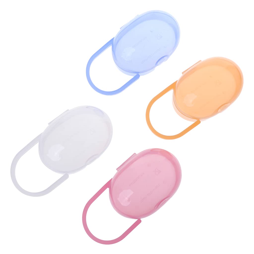 Maxtonser Baby Pacifier Storage Box - Cartoon Pattern Transparent Dustproof Pacifier Case with Lid - Portable Nipple Holder for Travel, Daycare & Home Use (Blue)