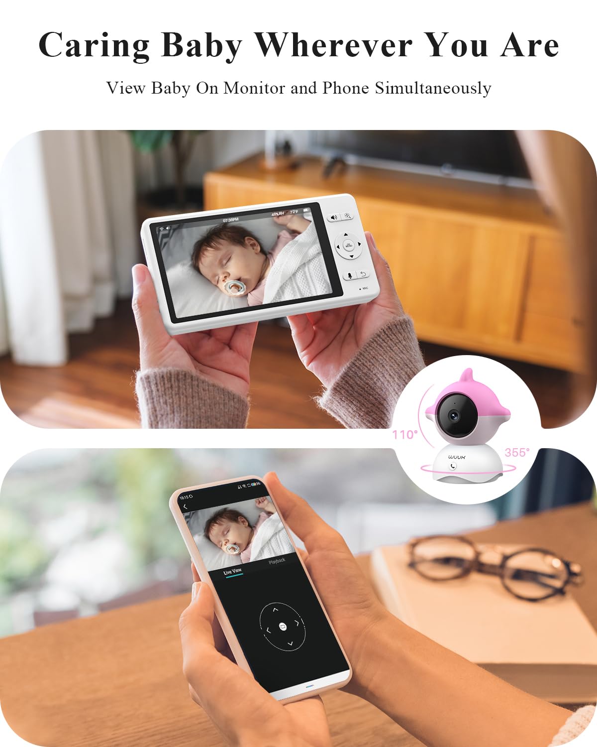 WUUK 2K HD Baby Monitor with 5.5