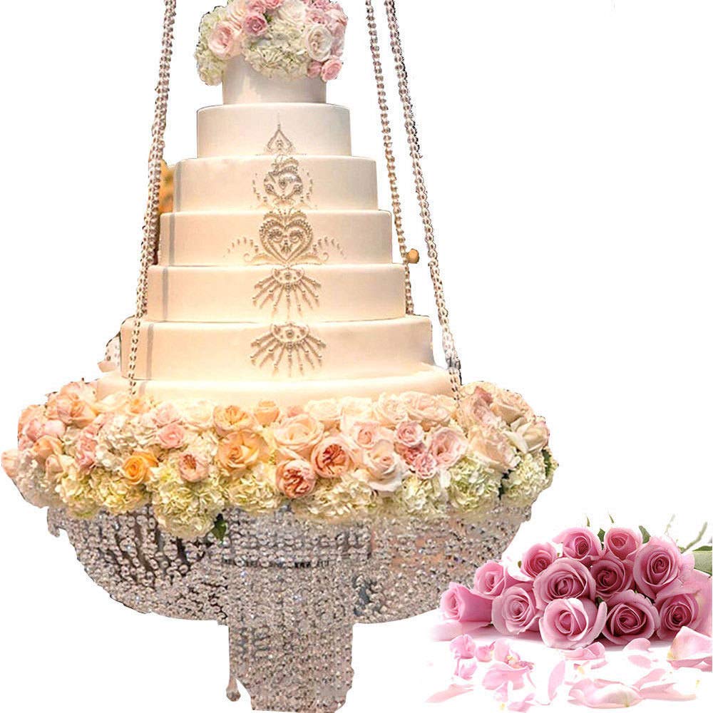 Elegant Hanging Chandelier Cake Stand - Upside Down Dessert Display Rack for Wedding, Birthday Party & Special Events | Perfect for Romantic Cake Presentation & Party Decor