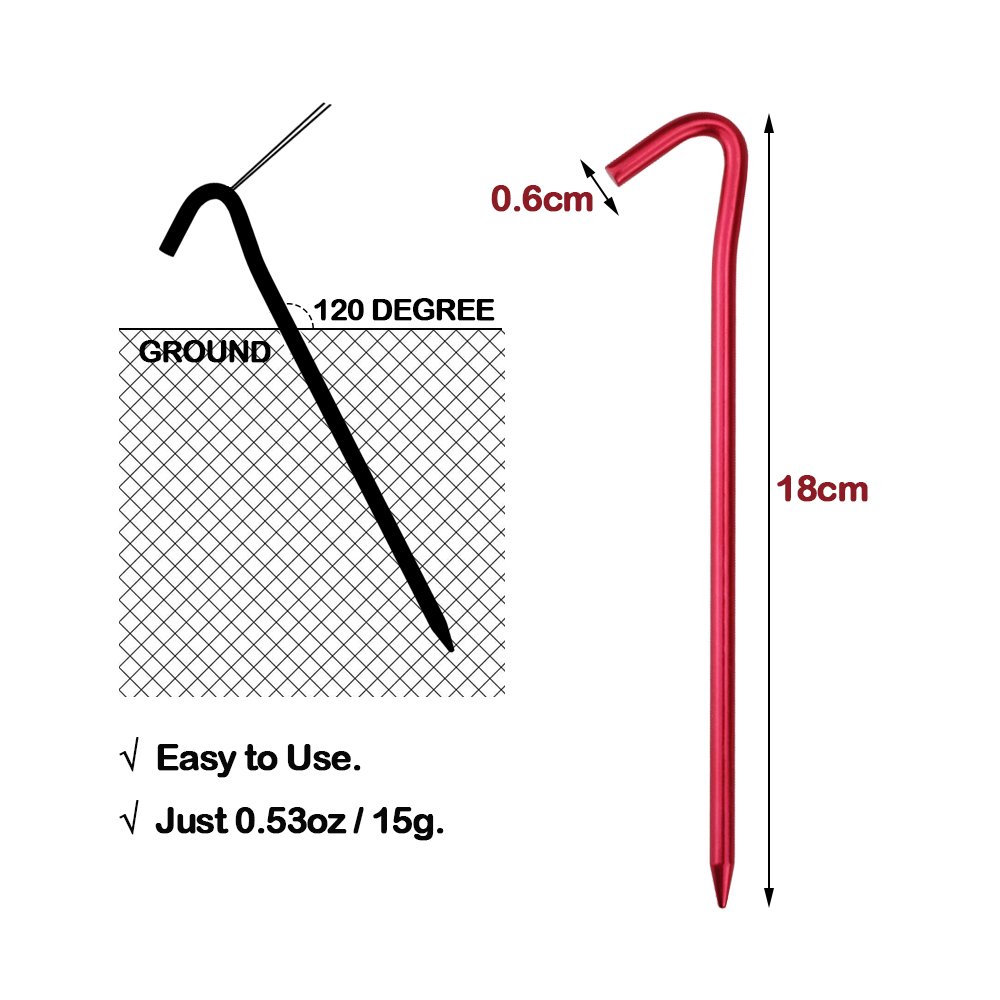 7075 Aluminum Tent Stakes 20 Pack - Ultralight 7