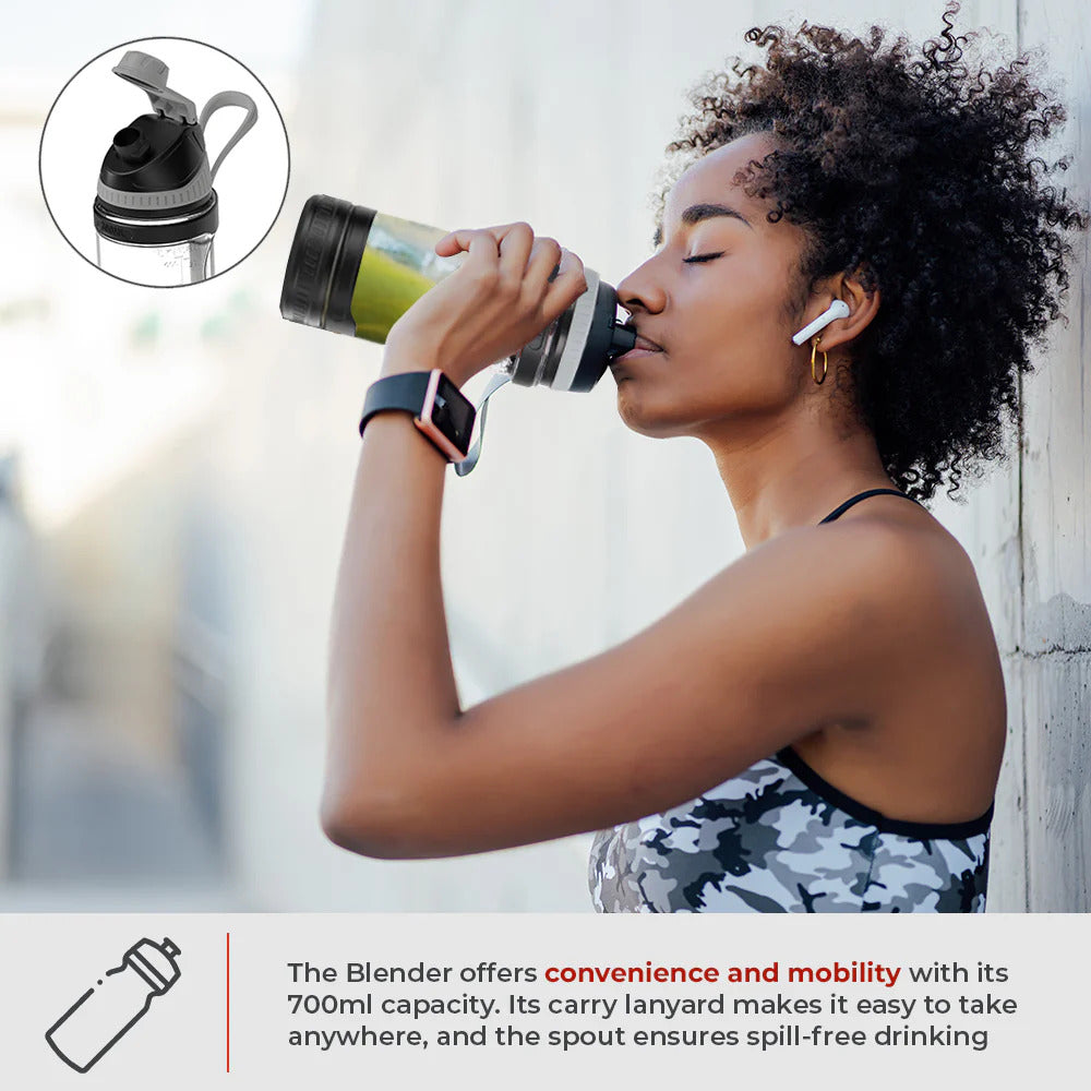 Milex On the Go Blender Pro - Portable Personal Smoothie Maker for Fruits, Vegetables & Protein Shakes - Perfect for Gym, Office & Travel - USB Rechargeable & BPA Free
