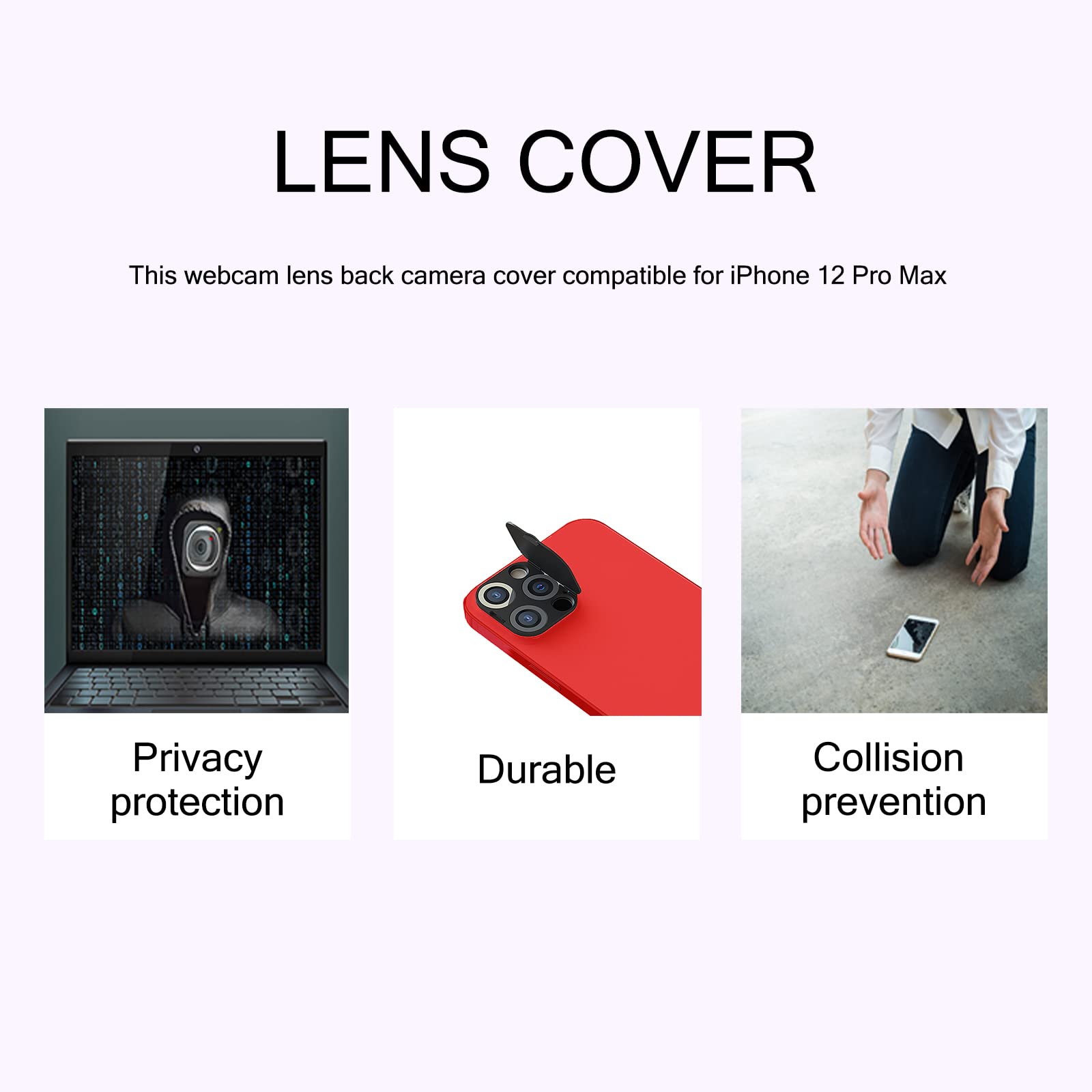 Premium iPhone 12 Pro Max Camera Lens Protector - 2 Pack Privacy Screen Cover with Strong Adhesive for Enhanced Security | Perfect for Travel, Daily Use & Privacy Protection