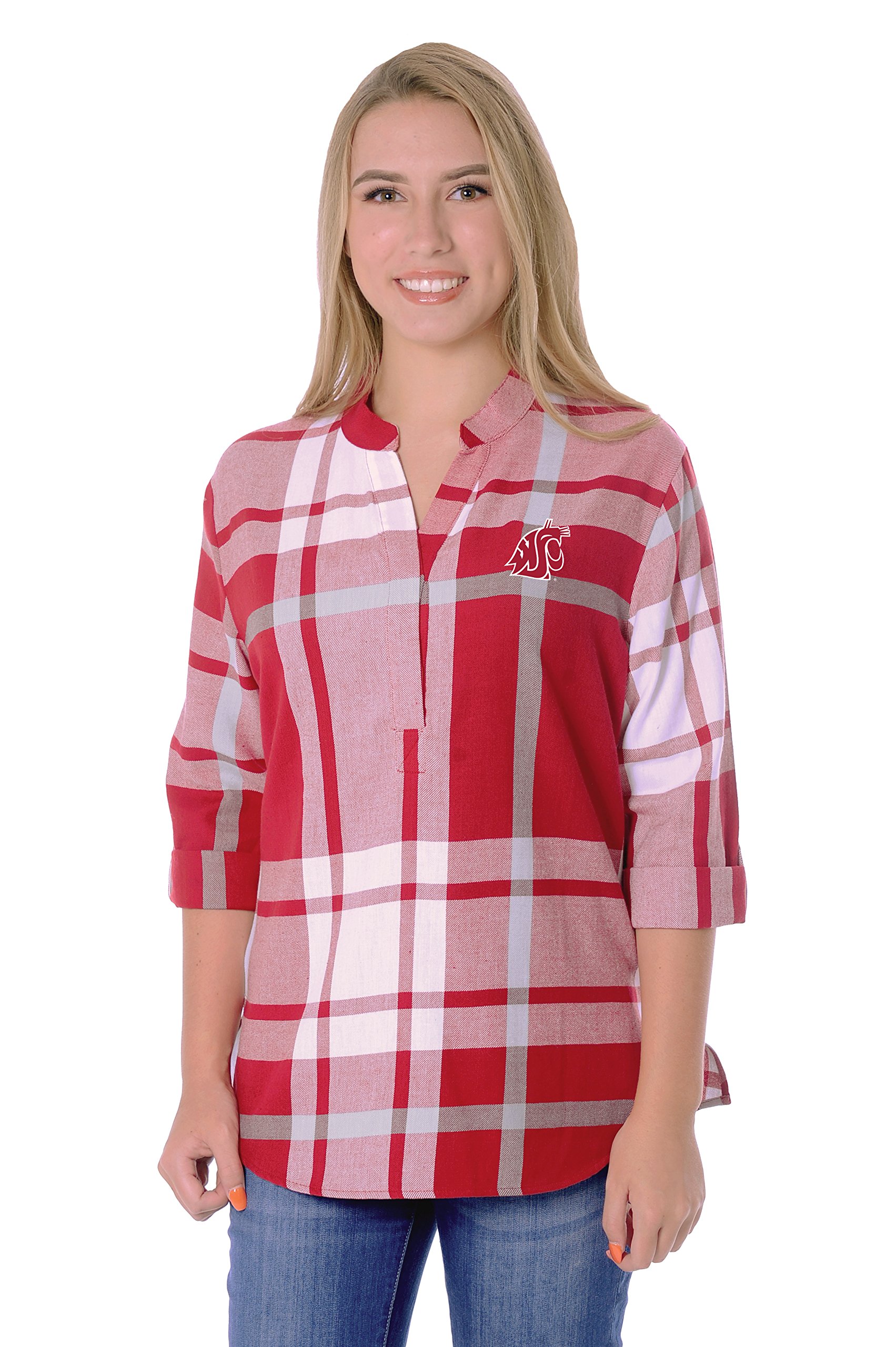 UG Apparel NCAA Women's Plaid Tunic - Stylish Casual Long Shirt for College Fans | Perfect for Game Day, Campus Wear & Everyday Outfits