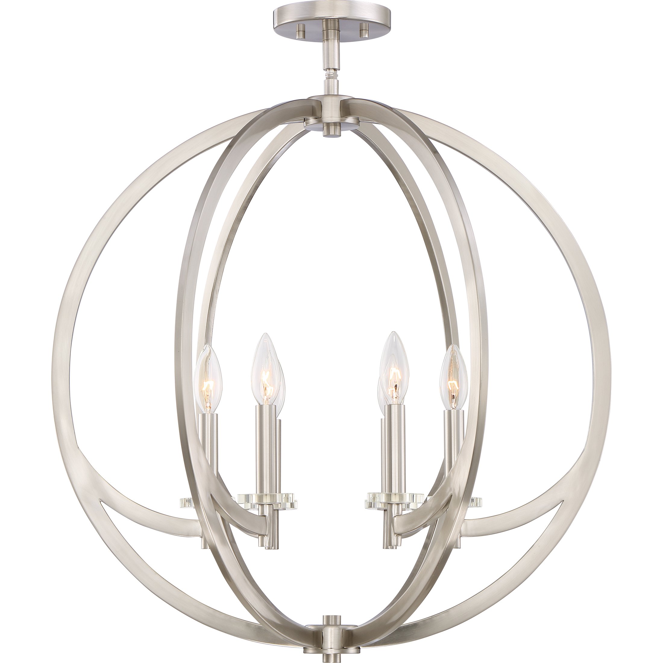 Quoizel Orion 6-Light Brushed Nickel Pendant Light Fixture - Modern Ceiling Lighting for Dining Room, Kitchen Island & Living Room