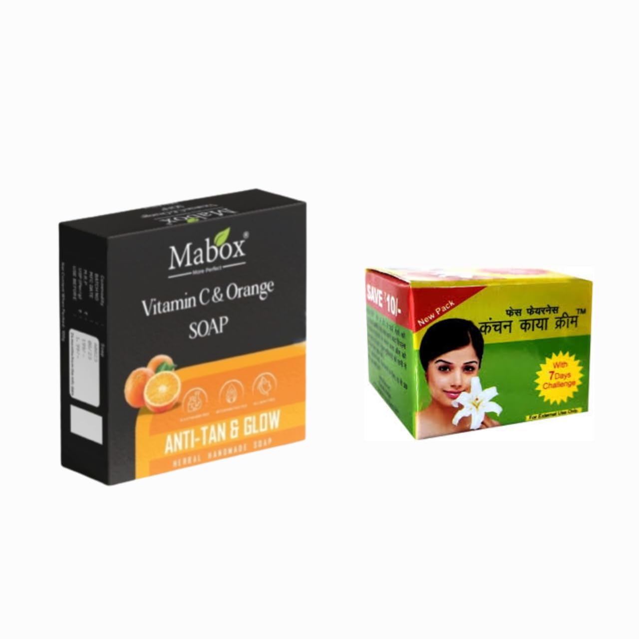 Organic Vitamin C & Orange Handmade Soap with Kanchan Kaya Cream - Green | Natural Glow & Skin Brightening | Perfect for Dry Skin & Daily Facial Cleansing