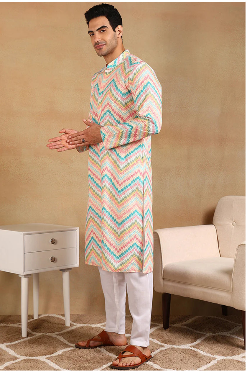 Men's Embroidered Straight Kurta - Traditional Indian Tunic for Casual & Festive Wear | Perfect for Weddings, Parties & Daily Outfits