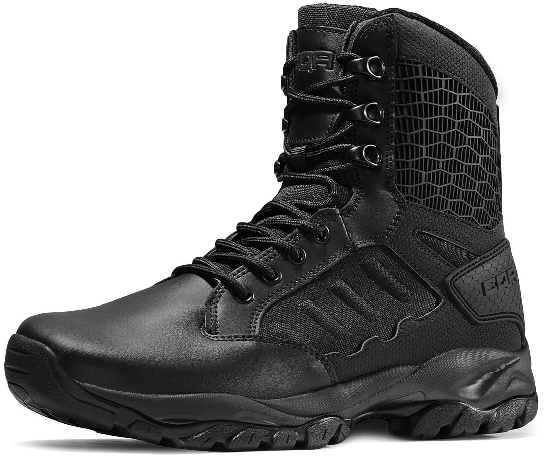 CQR Men's Military Tactical Boots - Lightweight 6 Inch Combat Boots for Outdoor Work, Hiking & EDC | Durable Slip-Resistant Work Boots for Tactical, Hunting & Construction Use