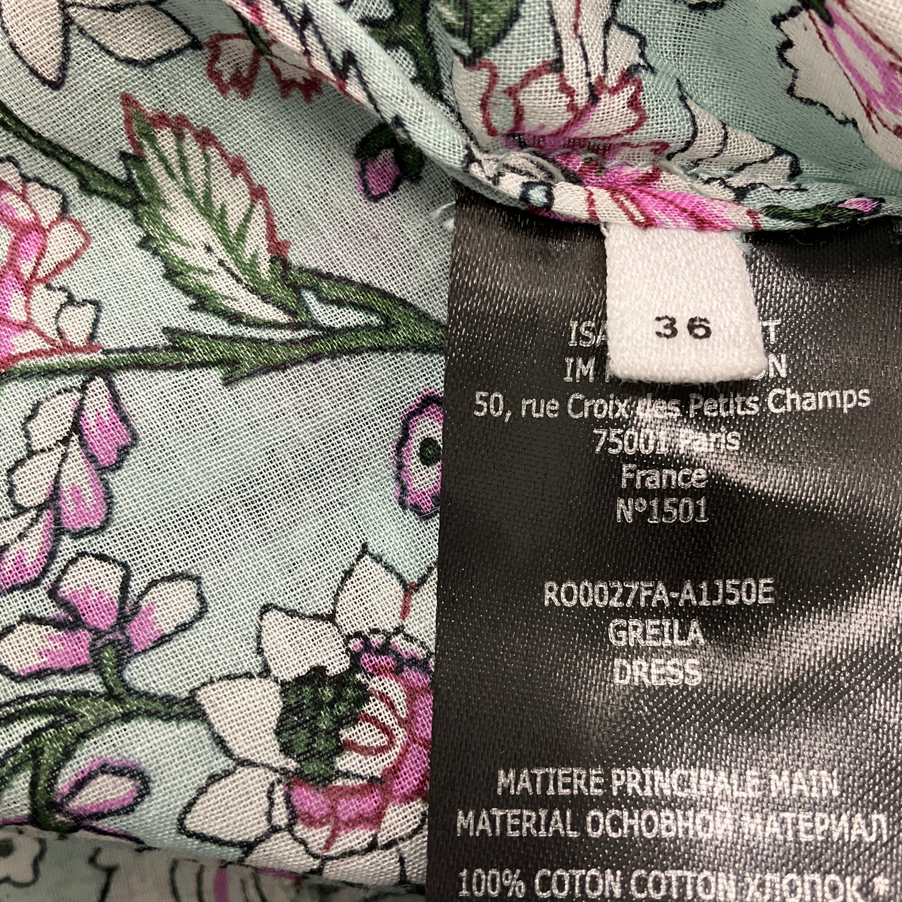 Isabel Marant Etoile Greila Floral Printed Midi Dress in Light Green | Women's Summer Flowy Dress for Beach Vacation & Garden Party