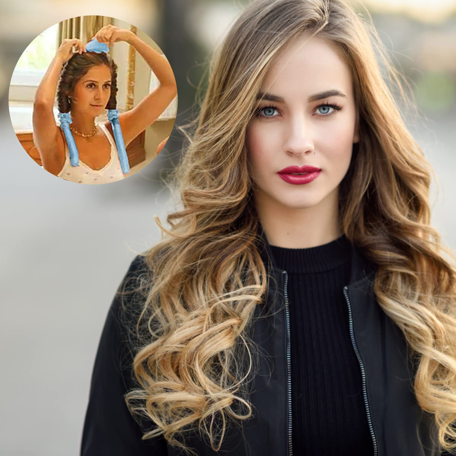 Heatless Hair Curlers Headband Set - Silk & Foam Hair Rollers for Long & Medium Hair - No Heat Hair Styling Tools for Overnight Curls & Natural Waves - Perfect for Home, Travel & Special Occasions