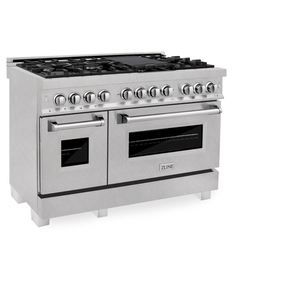 ZLINE 48-Inch 6.0 cu.ft Dual Fuel Range with 7-Burner Gas Cooktop & 2 Electric Ovens - Satin Stainless Steel (RAS-SN-48) | Professional Kitchen Appliance for Home Chefs & Cooking Enthusiasts