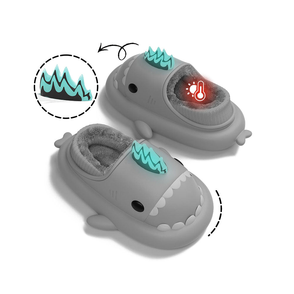 Sharkicks Basic Winter Nuclear Kaiju Heel Covered Shark Slippers - Warm Fuzzy Monster Slippers for Men & Women - Perfect for Indoor Comfort, Cosplay, and Gifts