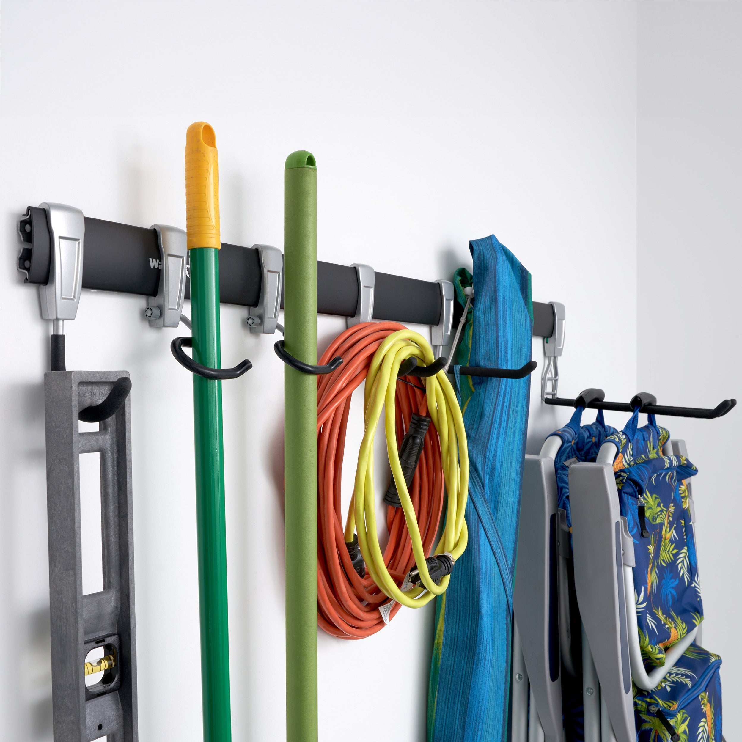 Garage Track System with Multi Hook 6 Pack - Heavy Duty Wall Mounted Storage Solution for Tools, Bikes & Sports Equipment | Perfect for Garage Organization & Home Storage