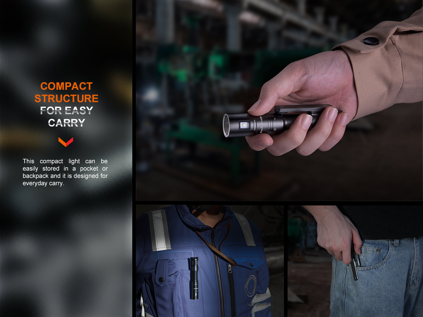 Fenix LD12R Rechargeable Flashlight - 600 Lumens High Brightness, Dual Light Modes for Camping, Hiking & Emergency Use
