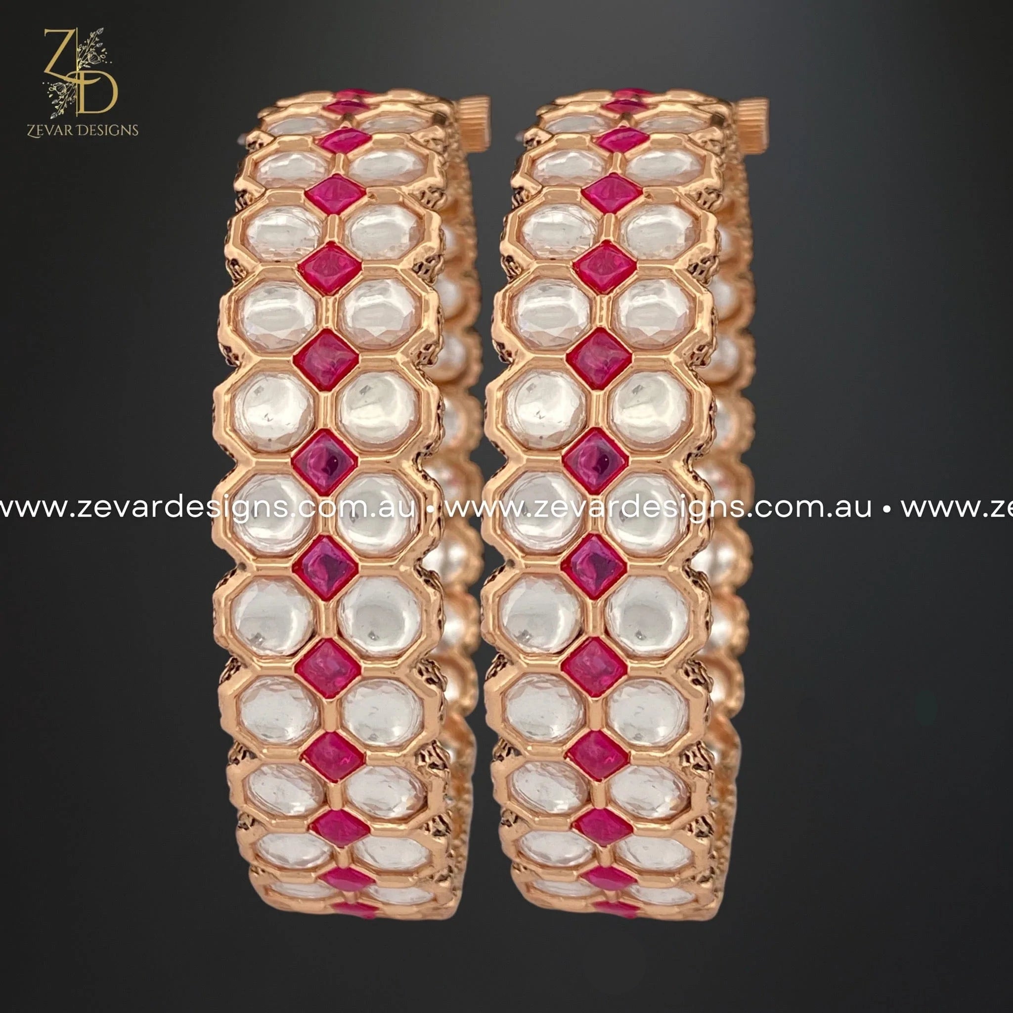 Authentic Kundan Polki Bangles in Red | Handmade Indian Jewelry for Women | Perfect for Weddings, Parties & Festive Occasions