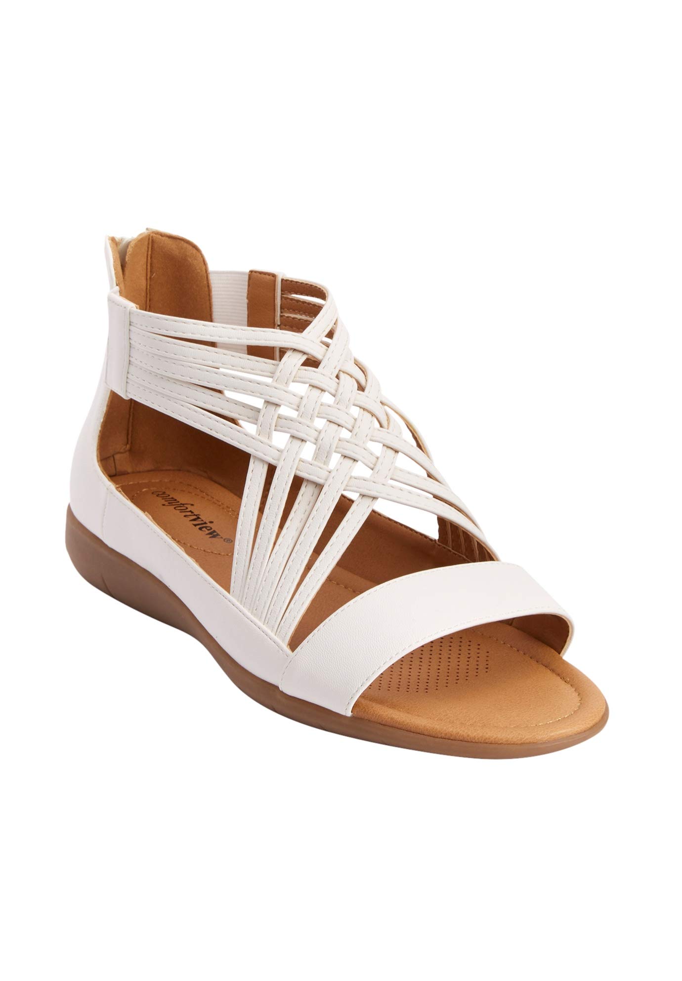 Comfortview Women's Wide Width Alicia Sandal - Comfortable Orthopedic Sandals for Flat Feet & Plantar Fasciitis - Perfect for Walking, Travel & Everyday Wear