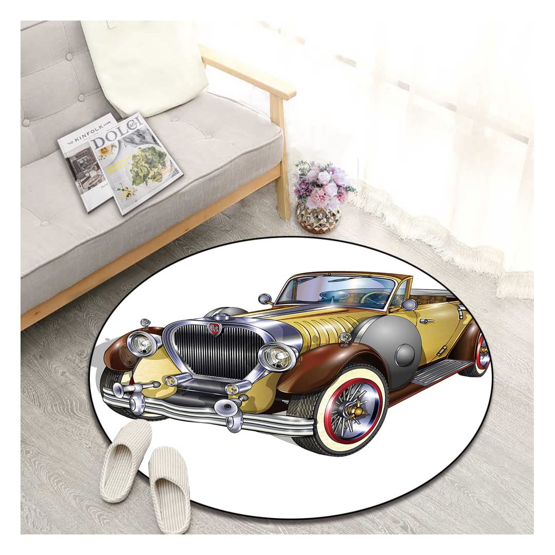 Non-Slip Round Printed Area Rug - 63