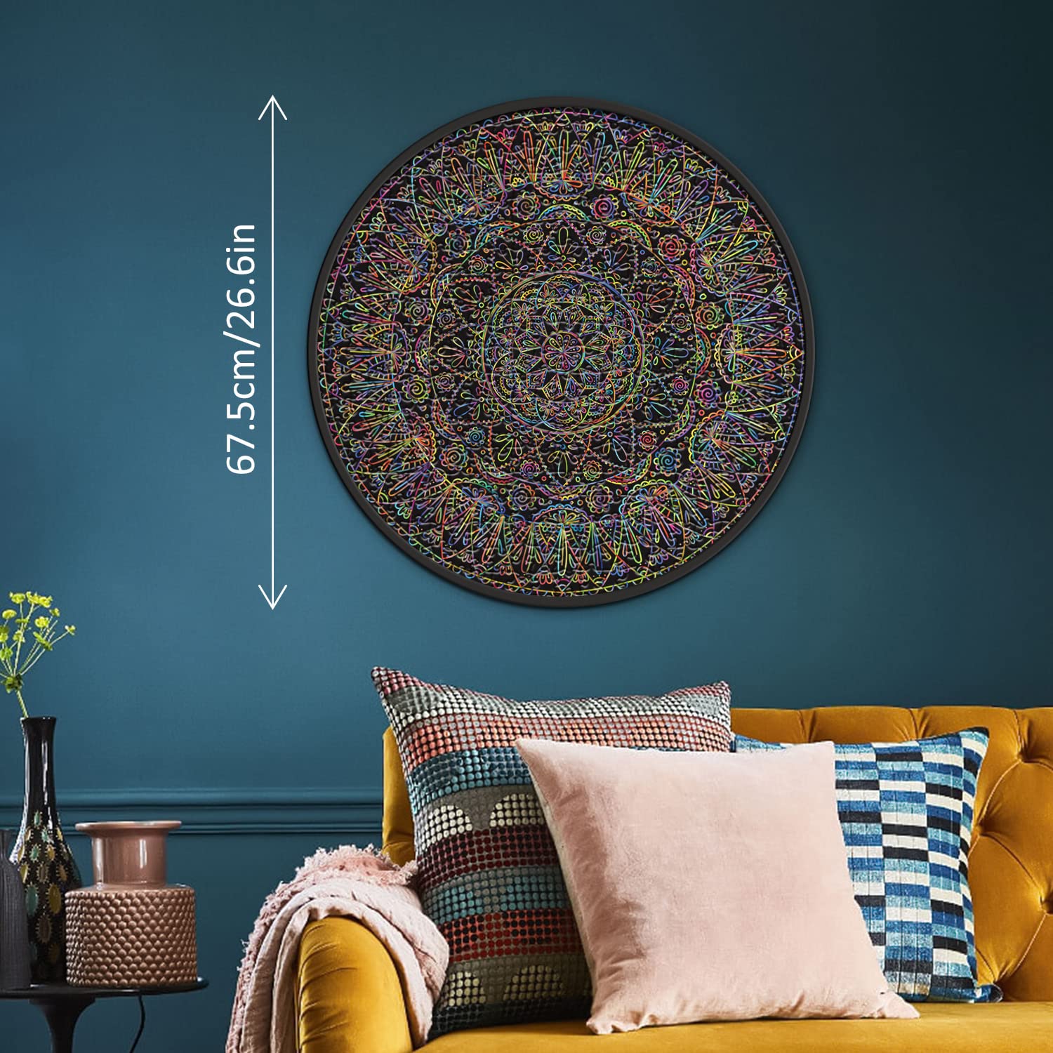 1000 Piece Mandala Puzzle for Adults - Challenging Round Jigsaw Puzzle with Intricate Design, Difficult Impossible Puzzle for Advanced Players | Perfect for Stress Relief, Home Decor & Meditation Spaces