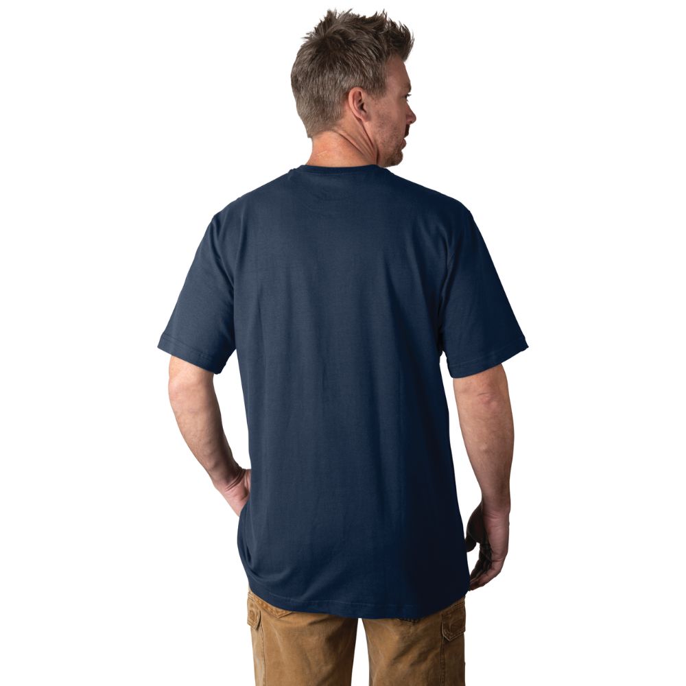 Walls Men's Grit Heavyweight Short Sleeve Work Shirt - Durable Cotton Workwear for Construction & Outdoor Jobs - Navy Blue