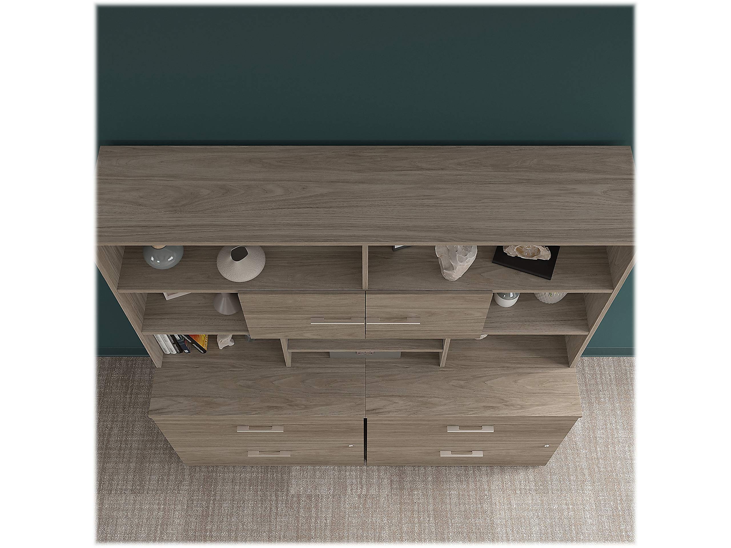BBF Office 500 72W Modern Hickory Desk Hutch - Engineered Wood Home Office Organizer for Workspace & Study Room