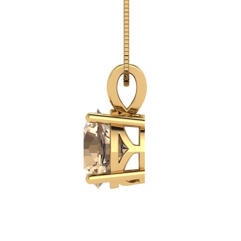 2.50ct Yellow Moissanite Pendant Necklace - 14k Gold Chain for Gifts & Parties