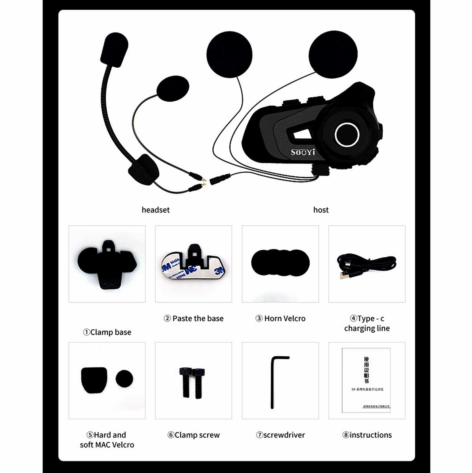 Martian Motorcycle Helmet Bluetooth 5.1 Headset - Wireless IP67 Waterproof Intercom System for Motorcycling, Biking & Skiing - 1000M Range, 2-in-1 Microphone, 2 Riders Communication - Perfect for Adventure Rides, Commuting & Outdoor Sports (Blue T-S2 Model)