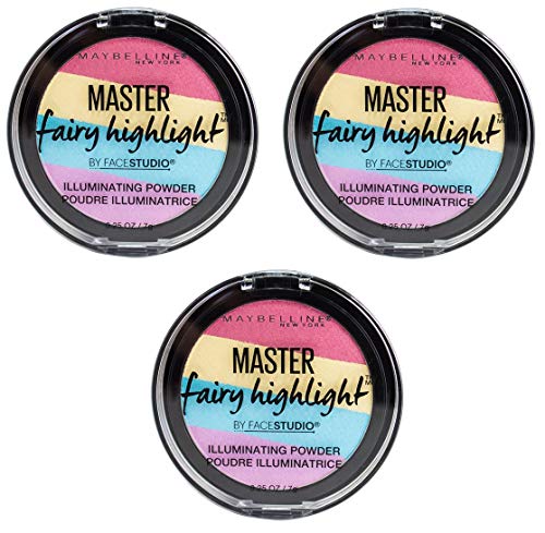 Maybelline Master Fairy Highlight Illuminating Powder - Pack of 3 (Shade 100) | Shimmering Face Highlighter for Cheekbones & Brow Bones | Perfect for Night Out & Special Occasion Makeup