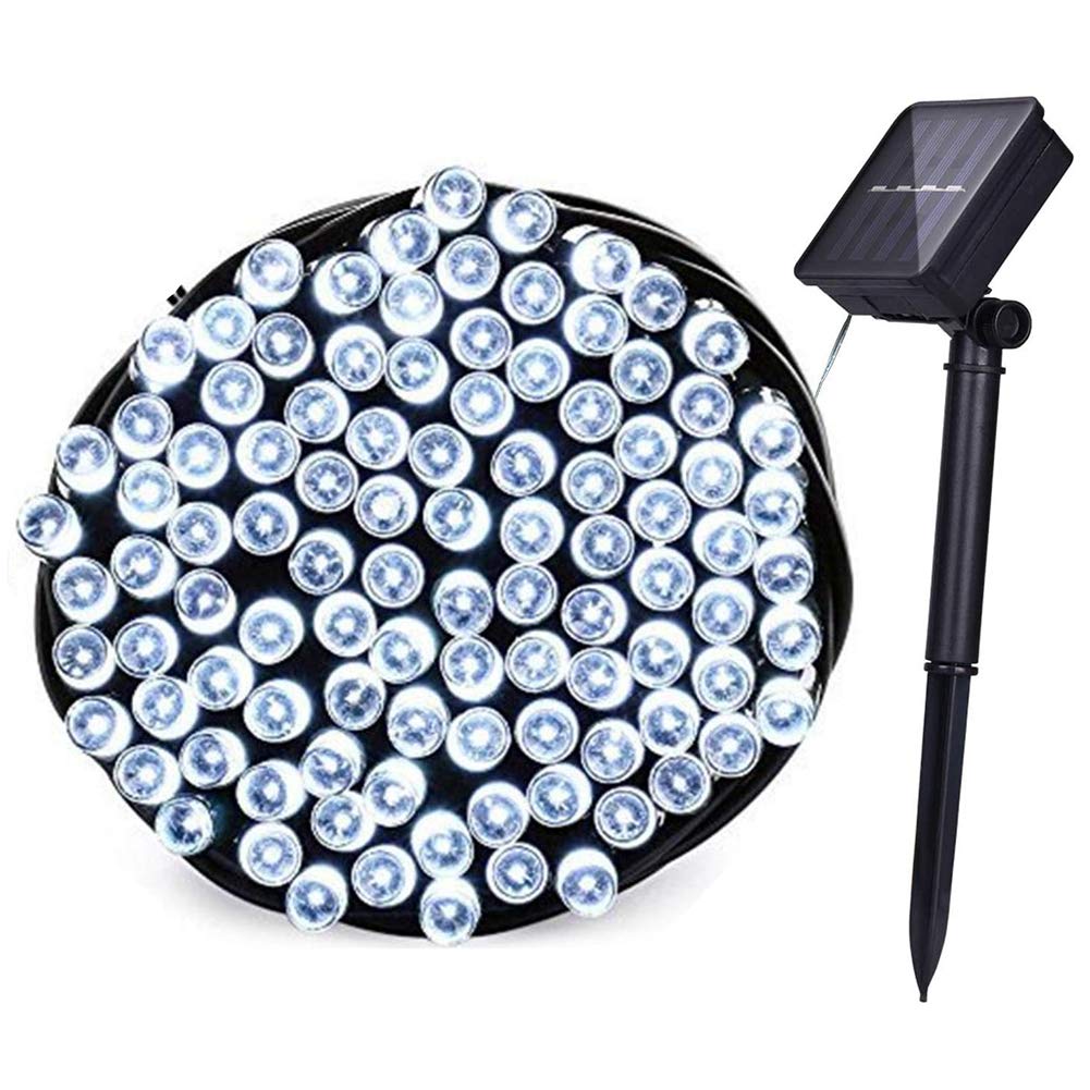 39.4ft 100-LED Solar Powered Outdoor String Lights - Waterproof Fairy Lights with 8 Lighting Modes for Garden, Patio, Backyard, Wedding & Holiday Decor - Perfect for Evening Parties, Romantic Dinners and Outdoor Events (White)