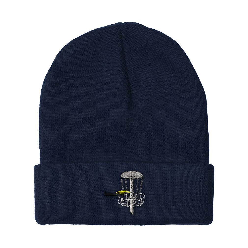 Speedy Pros Acrylic Skull Cap Beanie for Men & Women - Winter Warm Disc Golf Hat with Embroidery Design, One Size Fits All (Navy Blue) - Perfect for Outdoor Sports, Cold Weather & Casual Wear