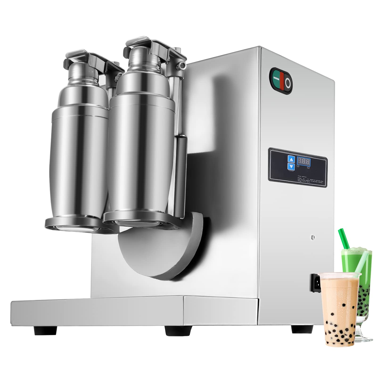Happybuy Stainless Steel Automatic Boba Milk Tea Shaker Machine - 400 RPM Double Frame Commercial Bubble Tea Maker for Shops & Cafes - Perfect for Boba, Iced Tea, and Smoothie Preparation