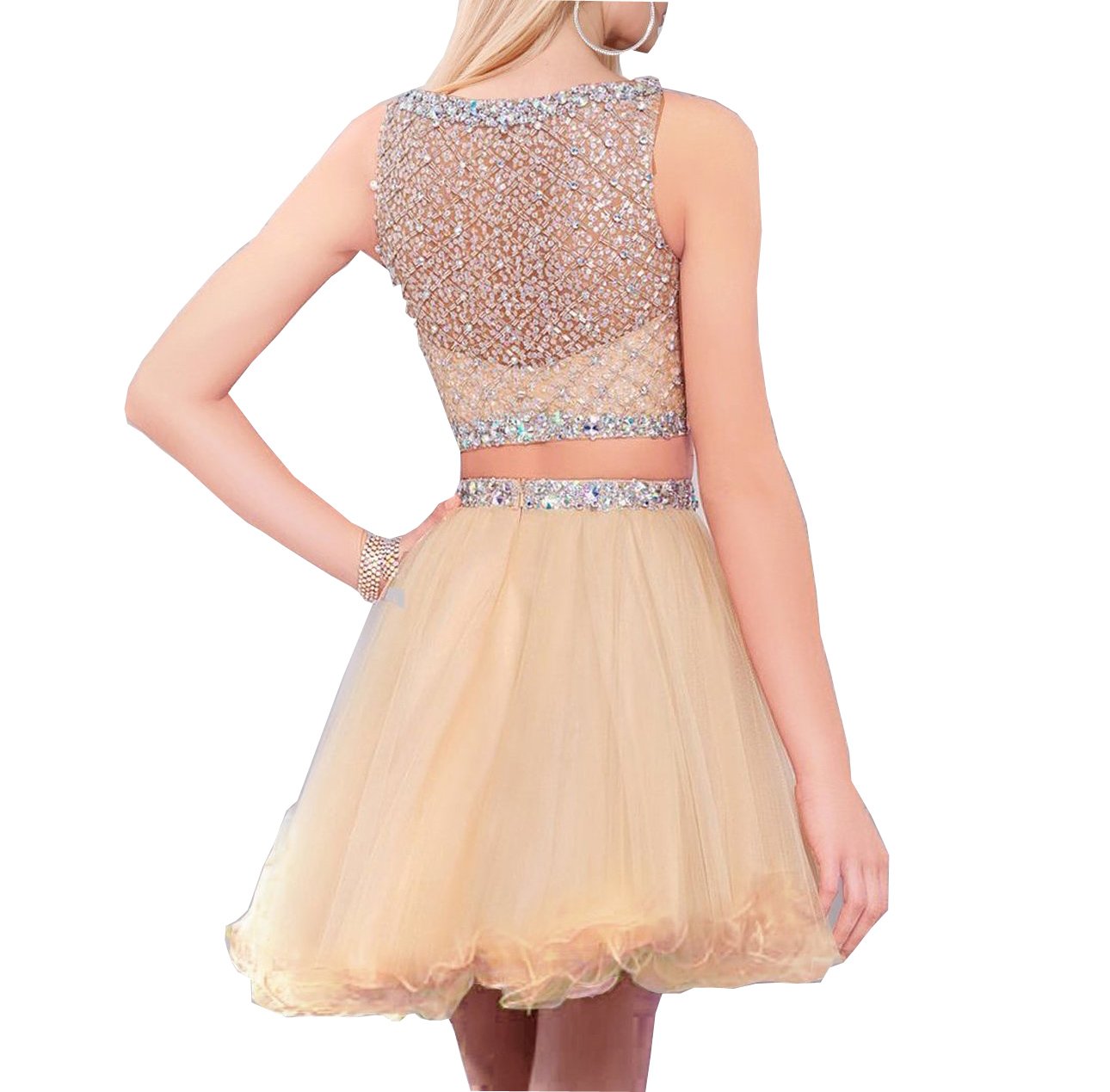 Elegant Short Two-Piece Tulle Prom Dress with Beaded Bodice - Homecoming Party Dress BD077 | Perfect for Prom Night, Homecoming Dance & Special Occasions