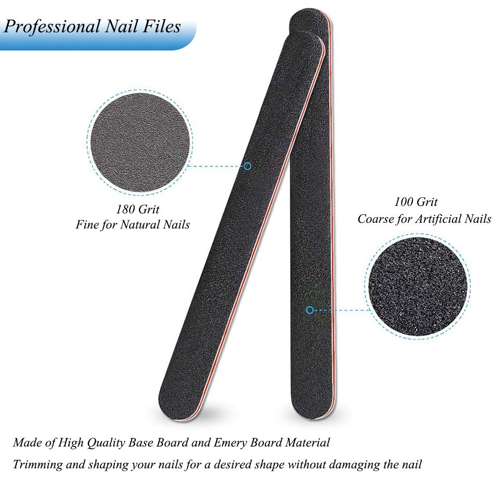 Professional 40-Piece Nail File Emery Board Set - Double Sided 100/180 Grit Manicure & Pedicure Tools for Acrylic & Natural Nails - Perfect for Home, Salon & Travel Nail Care