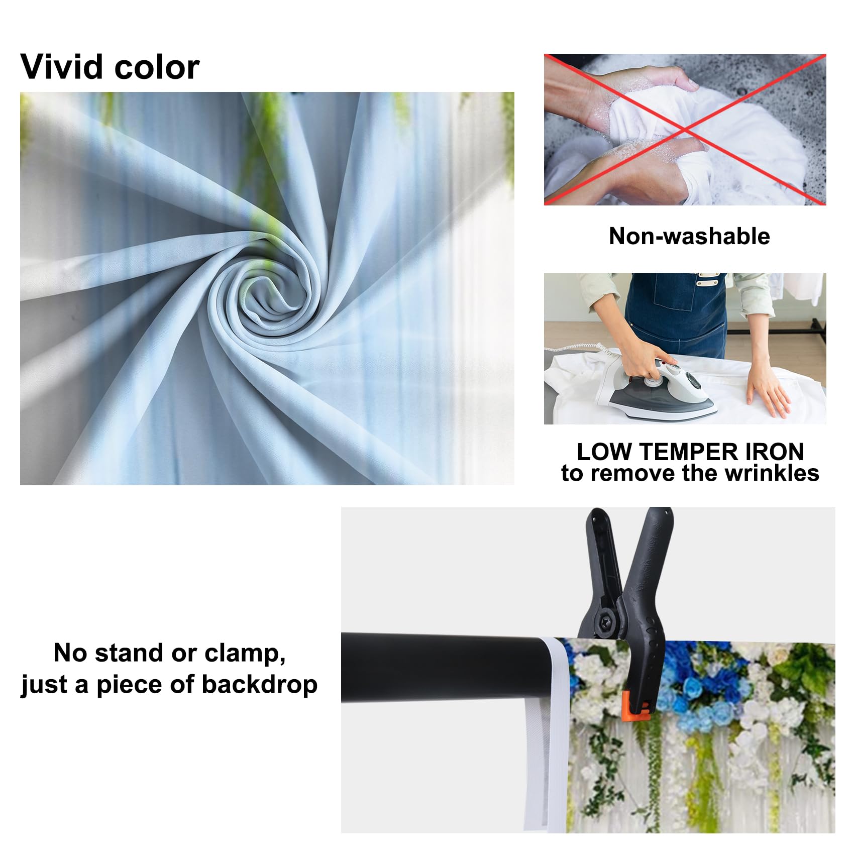 Baocicco 7x5ft Blue White Floral Polyester Photography Backdrop - Elegant Flowers & Leaves Design for Wedding, Valentine's Day Decor, Photo Studio Props & Wall Hanging (Ideal for Ceremonies, Parties, Portrait Photography)