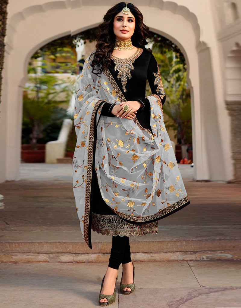 Black Chudidar Style Straight Satin Georgette Pants for Women - Elegant & Comfortable Formal Wear for Parties, Weddings & Office Outfits