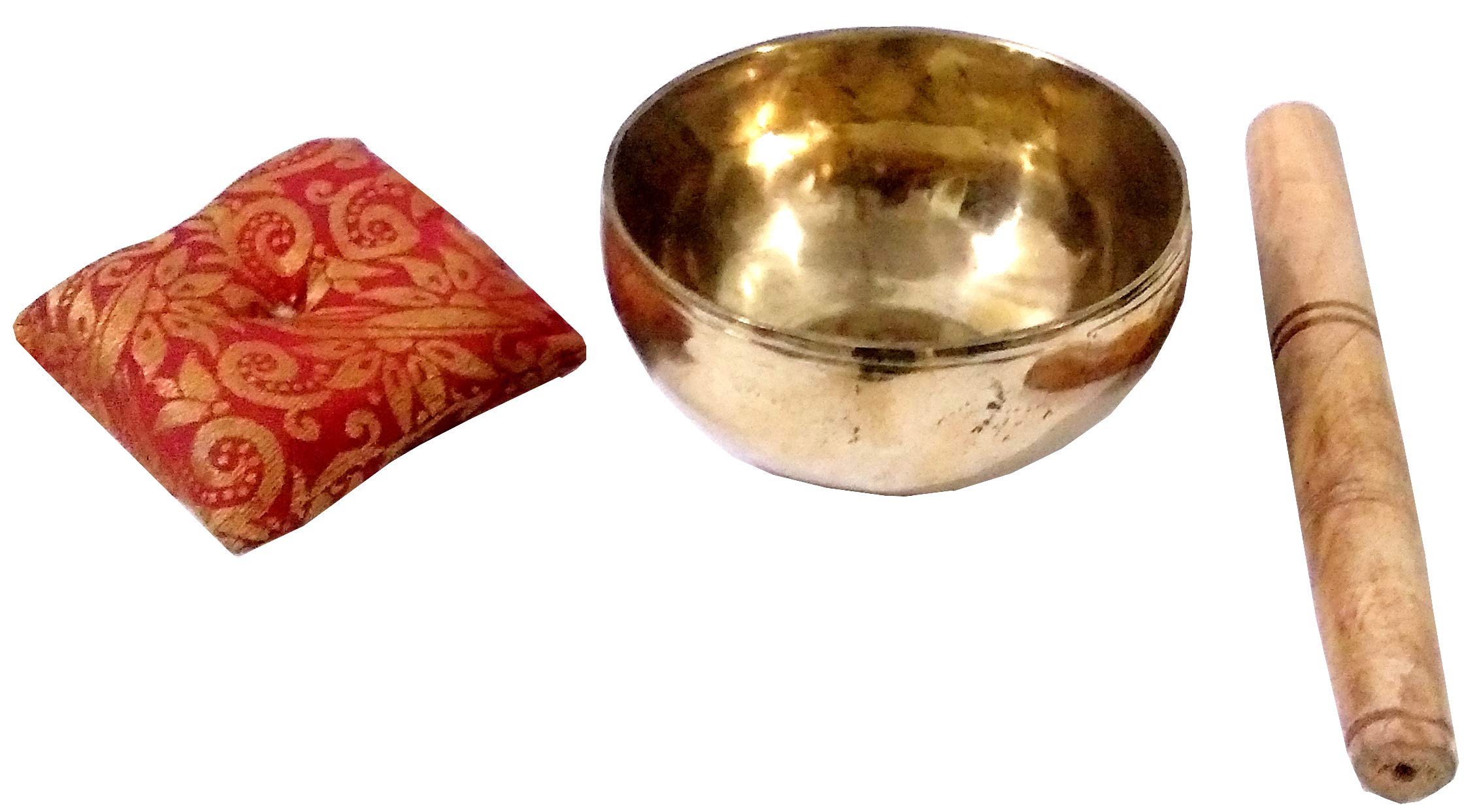Purpledip Handmade Brass Singing Bowl - Authentic Bell Metal Meditation Instrument with Wooden Stick & Cushion - Perfect for Yoga, Sound Healing & Buddhist Gifts (10782A) - Ideal for Home Meditation, Spa Relaxation & Mindfulness Practice
