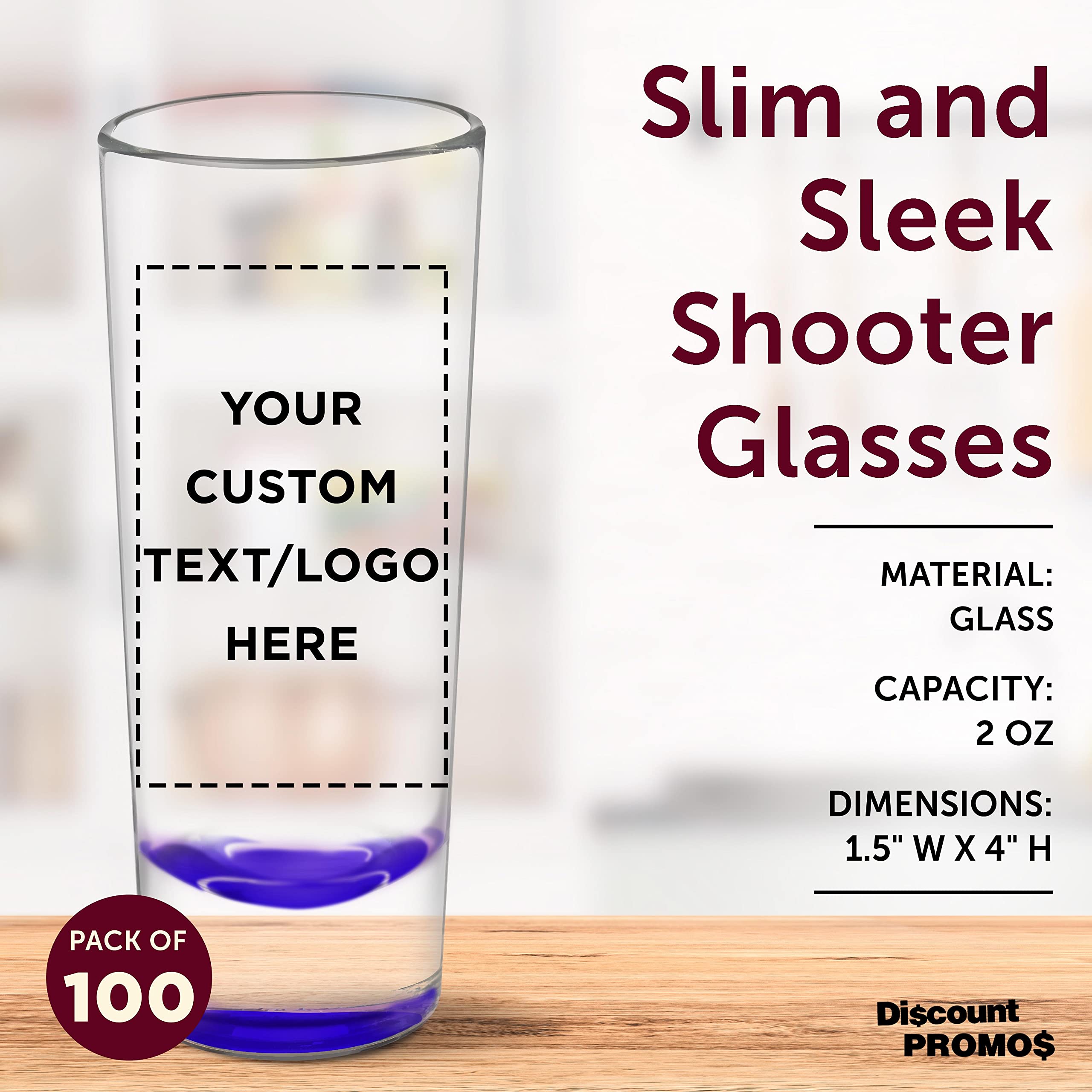 Custom 2 oz Cordial Shot Glasses - Bulk Pack of 100 Personalized Purple Shooter Glasses for Cocktails, Liquor & Party Drinks | Perfect for Birthday Celebrations, Weddings, Bars & Outdoor Events