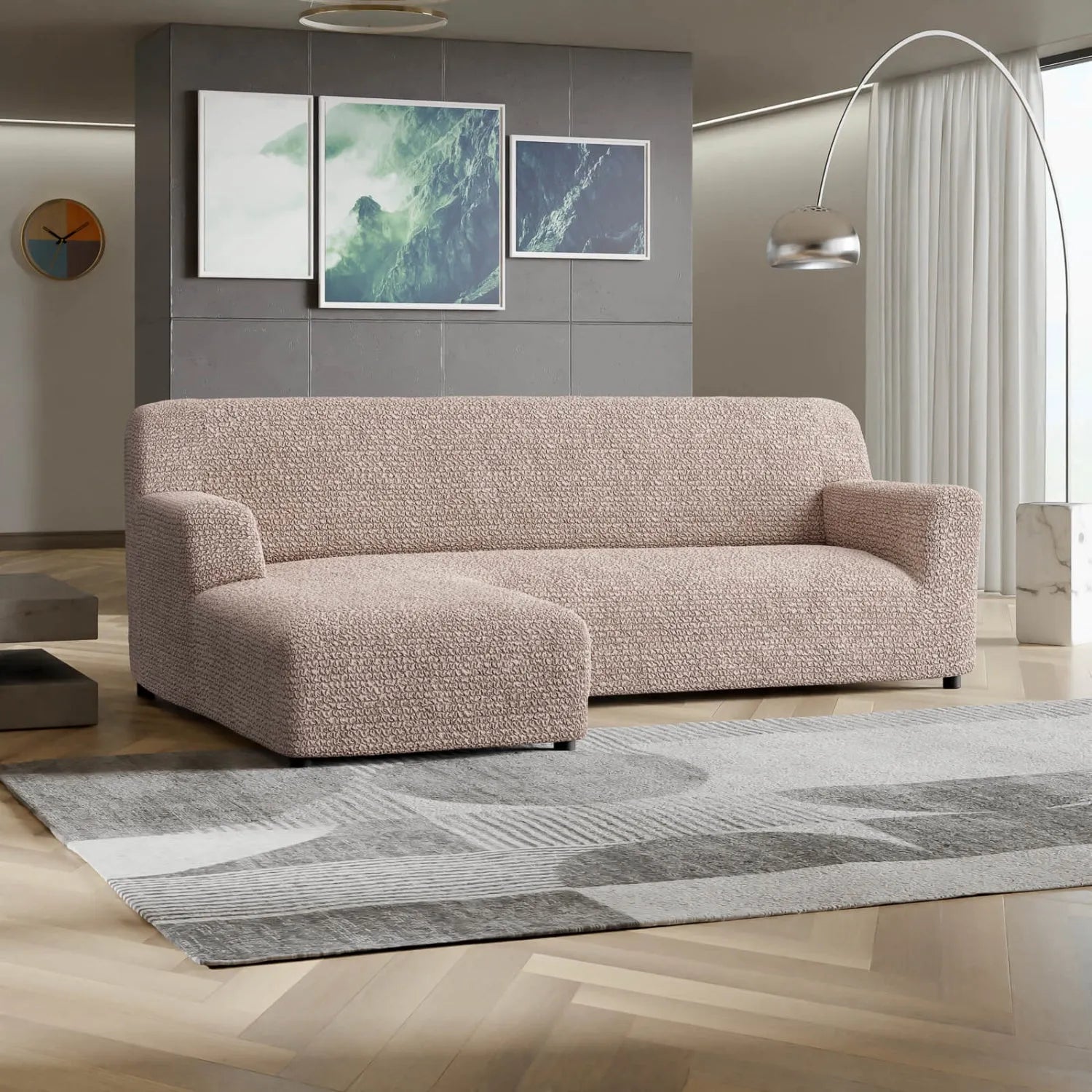 L-Shaped Sofa Slipcover with Left Chaise - Soft Microfiber Stretchable Couch Cover - Perfect for Living Room, Sectional Sofa Protection & Home Decor Upgrade