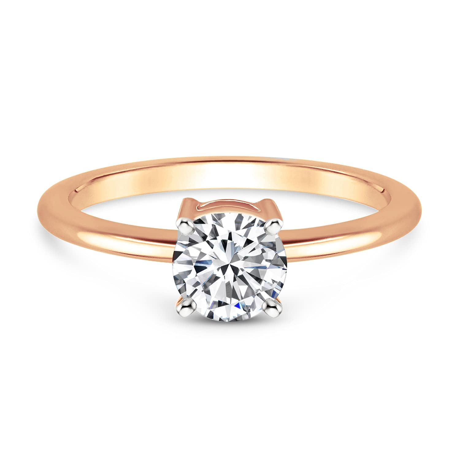 1/3 Carat IGI Certified Natural Diamond Solitaire Ring - 14K White, Yellow & Rose Gold, Prong Setting, Brilliant-Cut Round Shape by Tanache - Perfect for Engagement, Wedding & Anniversary Gifts