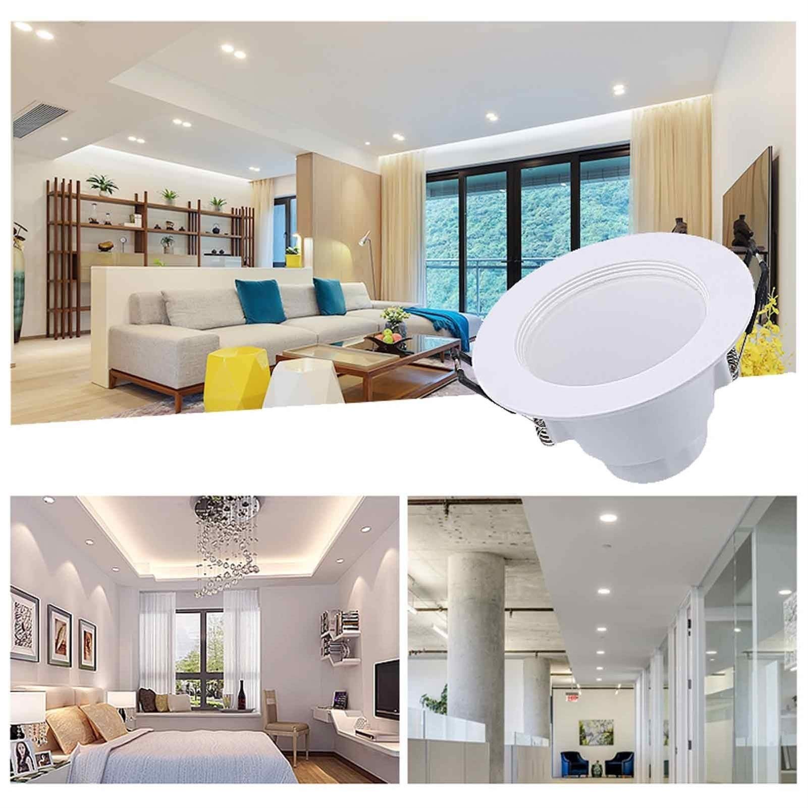 10Pcs LED Recessed Lighting Baffle Trim Retrofit Downlight - 4 Inch White/Natural Light Ceiling Fixtures for Living Room, Bedroom, Corridor - Energy Efficient Dimmable Recessed Lights for Home & Office Interior Design