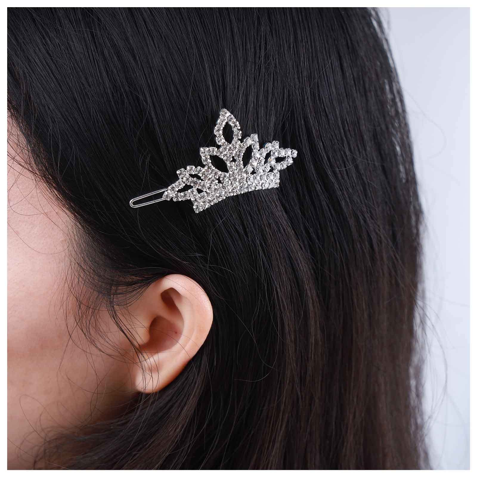 Vintage Crystal Hair Clips for Women - Silver Rhinestone Wedding Hair Barrettes, Sparkling Crown Hairpins, Decorative Bobby Pins & Bridal Hair Accessories | Perfect for Weddings, Prom, Parties & Special Occasions